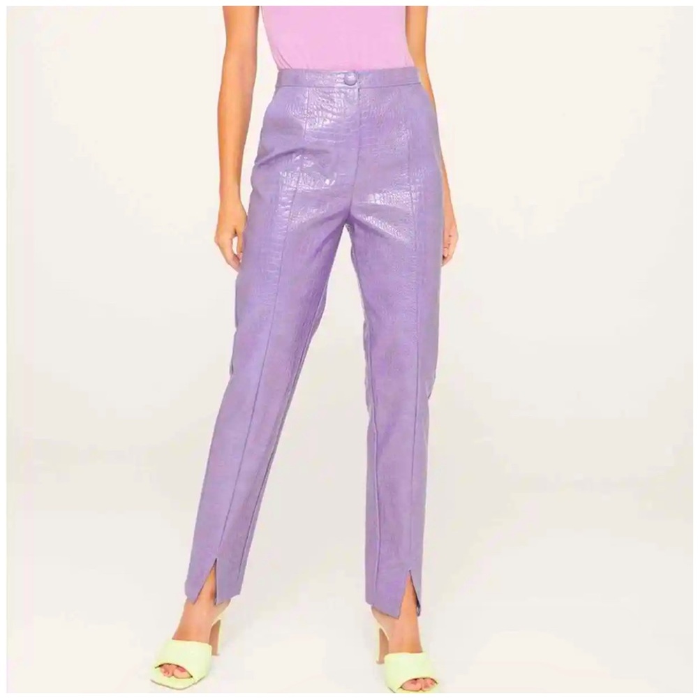 Nasty gal croc lilac faux leather pants
